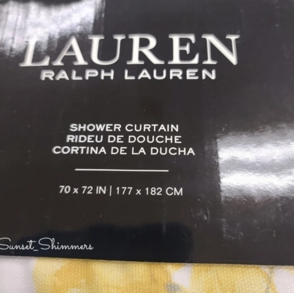 RALPH Lauren Yellow Rose Floral Fabric Shower Curtain Bathroom Decor NEW